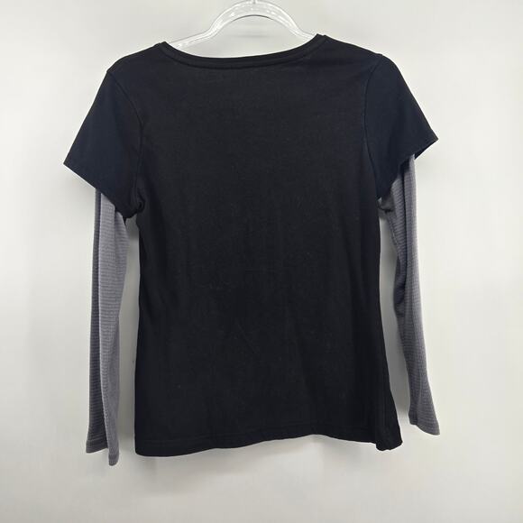 Vintage Y2K Sporty Layered Waffle Knit Shirt Size MD Grunge Rock Casual Active - Picture 5 of 8